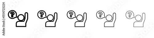 Person asking question icon flat simple outline logo