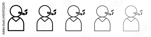 Person smoking icon flat simple outline logo