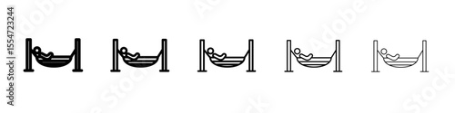 Person relaxing on hammock icon flat simple outline logo