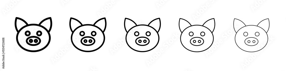 Obraz premium Pig face icon flat simple outline logo