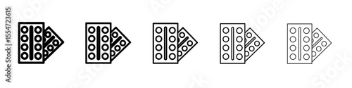 Pill blister pack icon flat simple outline logo