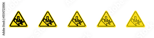 pinched warn sign icon flat simple outline logo
