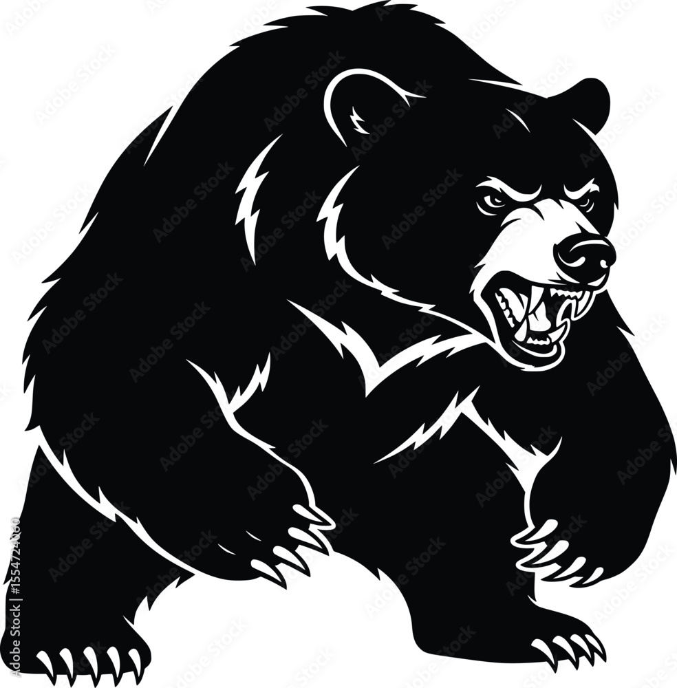 Fototapeta premium bear silhouette with white background