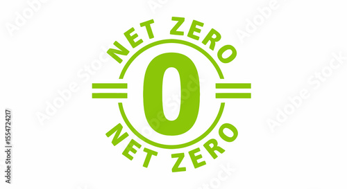 Lime Green Net Zero Emblem: Circular Design Featuring Bold Zero and Text