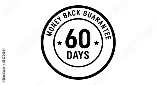 Black and White 60 Days Money Back Guarantee Circle Stamp