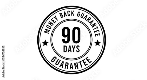Black and White 90-Day Money Back Guarantee Stamp