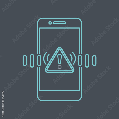 Smartphone overheating warning, phone with heat waves in flat vector with dark background, Dark Mode UI style