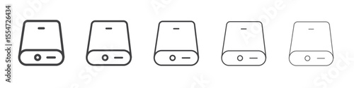Power bank icon flat simple outline logo
