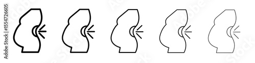Pregnant woman backache icon flat simple outline logo