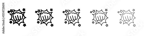 punch fist hand icon flat simple outline logo