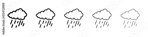 Rain icon flat simple outline logo