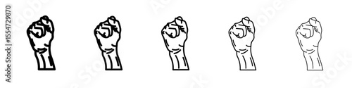 raised fists icon flat simple outline logo