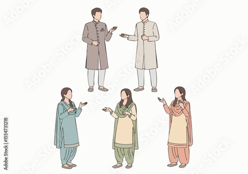 Flat Illustration of Group of People from India Celebrating Together