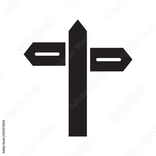 Directional signpost icon with arrows pointing in different ways representing a choice decision and guidance for travel navigation or strategy vector solid glyph icon