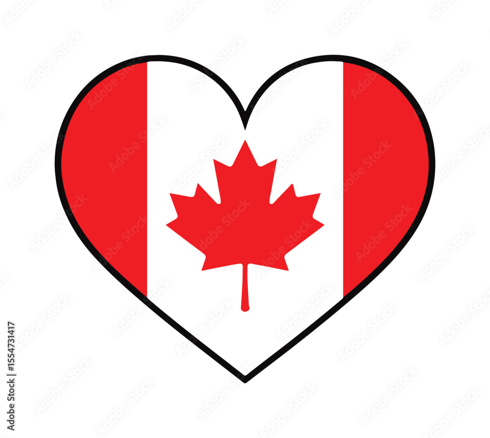 Obraz premium Canadian Flag Heart Shaped Icon Illustration