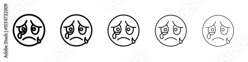 sad icon flat simple outline logo