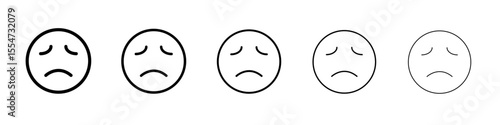 Sad, upset or lonely emoticon icon flat simple outline logo