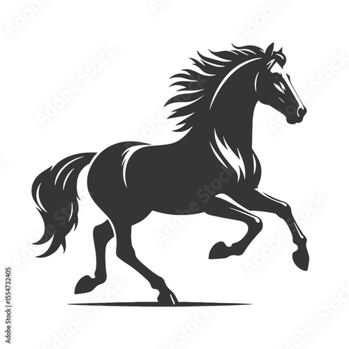 Black vector silhouette of a galloping horse ideal for equestrian prints western art and wild animal designs
