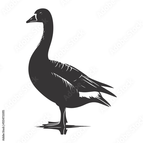 Standing goose silhouette black vector for bird artwork farmyard prints and rural animal themed crafts