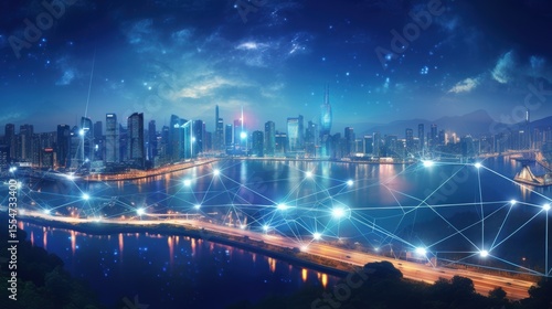 Wallpaper Mural 5G, 6G, Big data wireless network, high speed internet, cloud computing or connect diagram technology, Data storage, service, synchronize, online, financial, Connectivity global, smart city, Torontodigital.ca