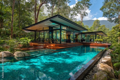 Wallpaper Mural Modern Tropical Pool House in Lush Garden Torontodigital.ca