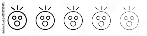 Shocked face icon flat simple outline logo