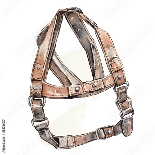 Harness, watercolor illustration vector, isolated on a white background.