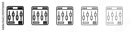 Sound mixer icon flat simple outline logo