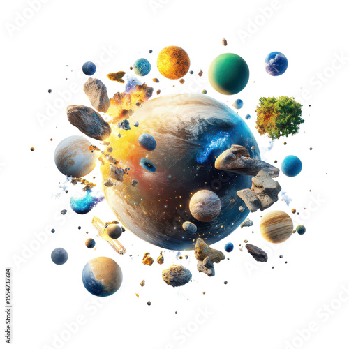 Colorful and Vibrant Concept of Planets and Celestial Bodies in a Cosmic Environment