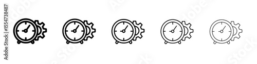 Time management icon flat simple outline logo