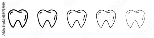 Tooth icon flat simple outline logo