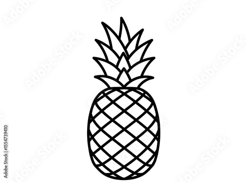 Simple Outline Drawing Pineapple Fresh Tropical Fruit Food Illustration