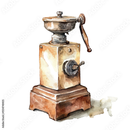Hand Grinder, watercolor clipart vector, isolated on a white background.