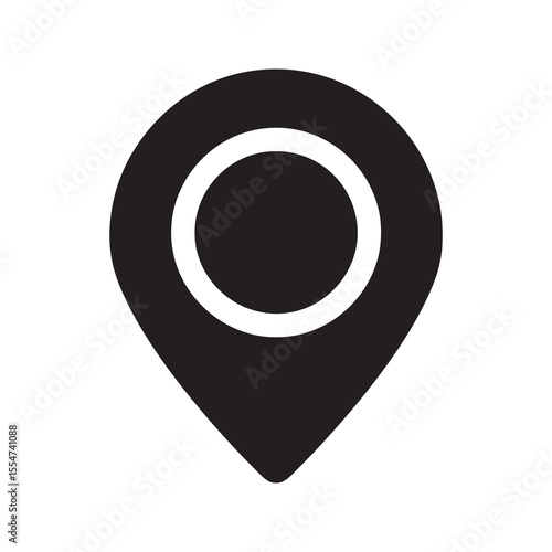 Location pin icon representing a map point for a destination address or GPS navigation for finding a place for delivery or travel vector solid glyph icon