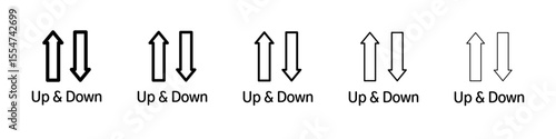 Up and down arrows icon flat simple outline logo