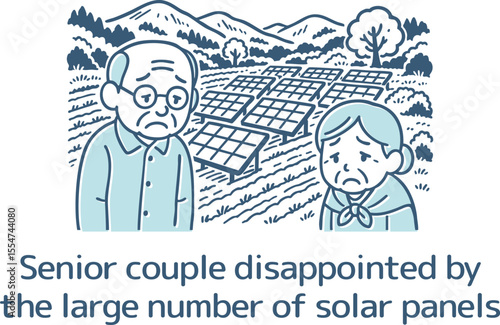大量の太陽光パネルにがっかりするシニア夫婦
Senior couple disappointed by the large number of solar panels