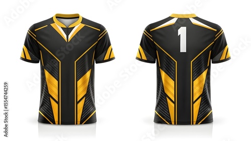 E-sports Jersey Mockup  Professional Gaming Apparel Design Template - Black and Gold