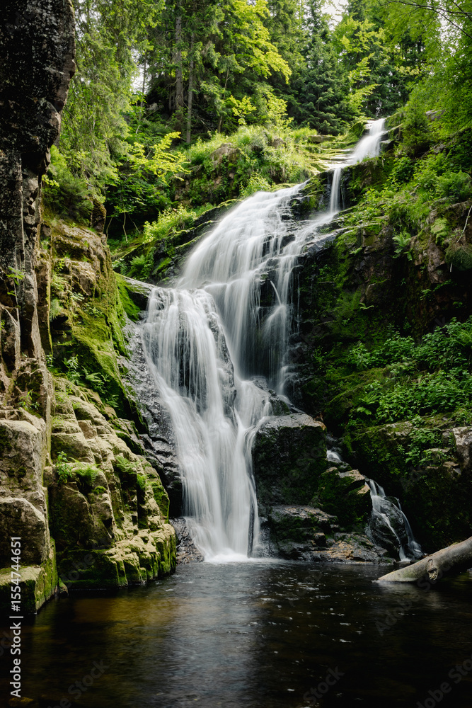 Scenic Forest Waterfall in Lush Greenery – Tranquil Nature Landscape Ideal for Travel, Wellness, Eco Tourism, and Outdoor Adventure Concept Scenic Forest Waterfall in Lush Greenery – Tranquil Nature Landscape Ideal for Travel, Wellness, Eco Tourism, and Outdoor Adventure Concept