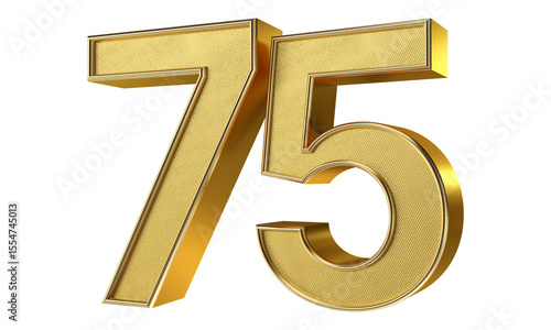 Bling Bling Gold Number 75 3D Text Effect