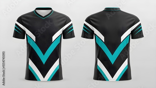 Sport Jersey Mockup Black and Teal Design Template for Sublimation Printing