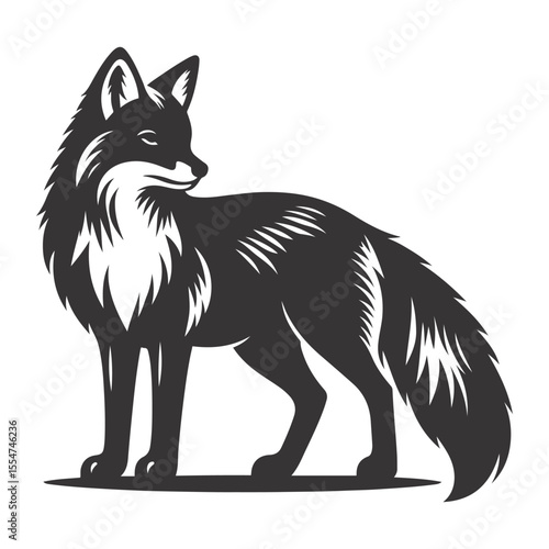 Fox silhouette standing black vector for forest wildlife clipart cunning animal nature art and woodland creature design