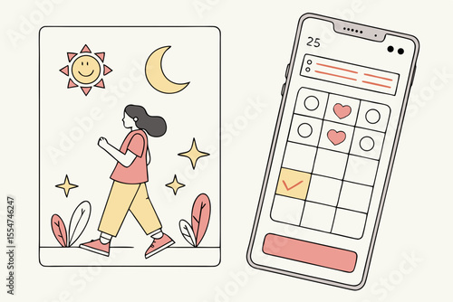 Wellness habit tracker app with walking activity and motivational UI screen
