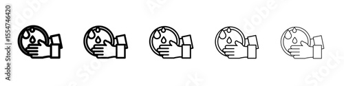 Washing dishes icon flat simple outline logo