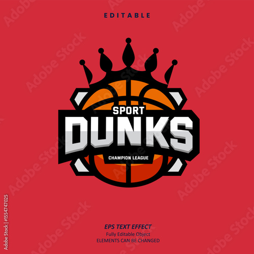 Editable Text Effect Vector of Red Black Championship League Title or Logo sport or Logo sport for Team, club, event, printing, merchandise, baseball, football, basketball
