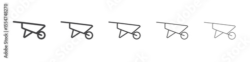 Wheel barrow icon flat simple outline logo