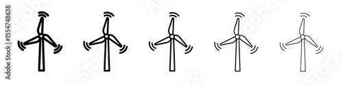 Wind turbine icon flat simple outline logo