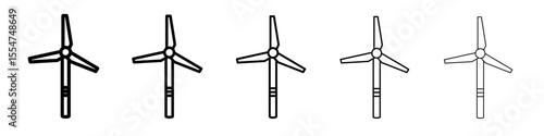 Wind turbine icon flat simple outline logo