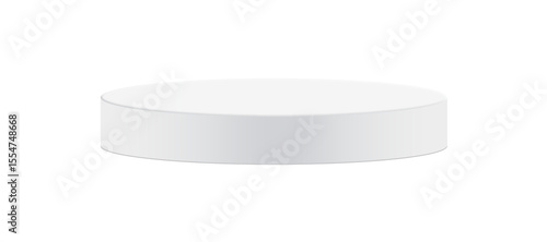 Foto White PNG Round Podium Display – 3D Minimalist Cylinder Stage on Transparent Background