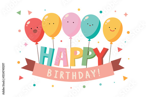 cheerful happy birthday wishes isolated on white background