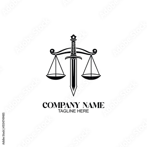 Law Firm Emblem: This image showcases a classical emblem for a law firm, featuring the scales of justice and a sword, symbolizing fairness and authority.